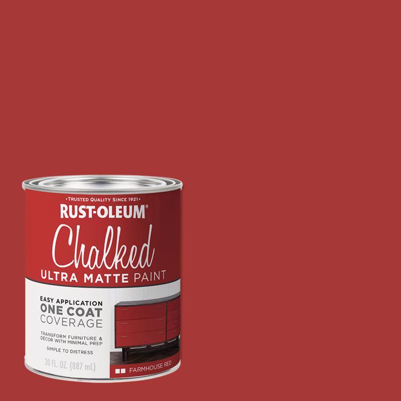 Rust-Oleum Chalked Ultra Matte Farmhouse Red Water-Based Acrylic Chalk Paint 30 oz (Pack of 2)