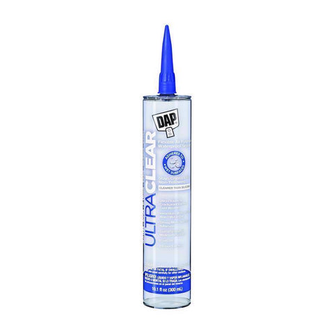 DAP Ultra Clear Crystal Clear Synthetic Rubber All Purpose Waterproof Sealant 10.1 oz (Pack of 12)
