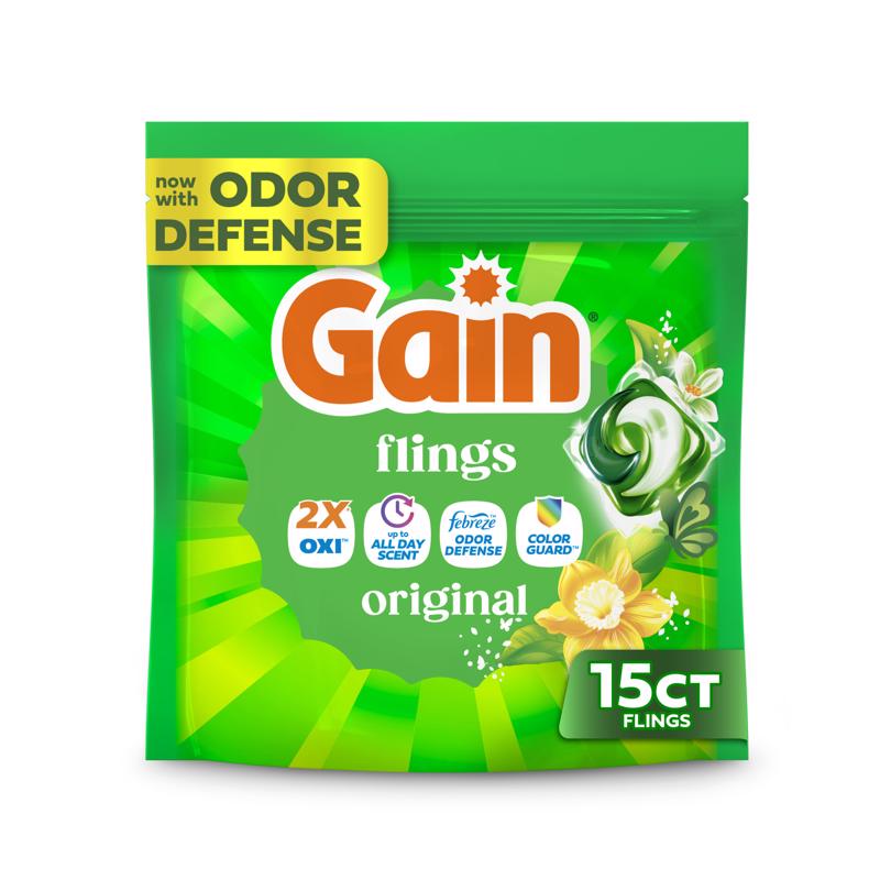 Gain Flings Original Scent Laundry Detergent Pod 12 oz 16 pk (Pack of 6)