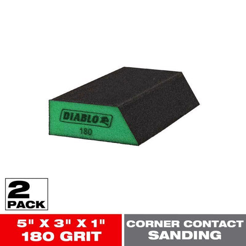 Diablo 5 in. L X 3 in. W X 1 in. 180 Grit Ultra Fine Angled Corner Sanding Sponge
