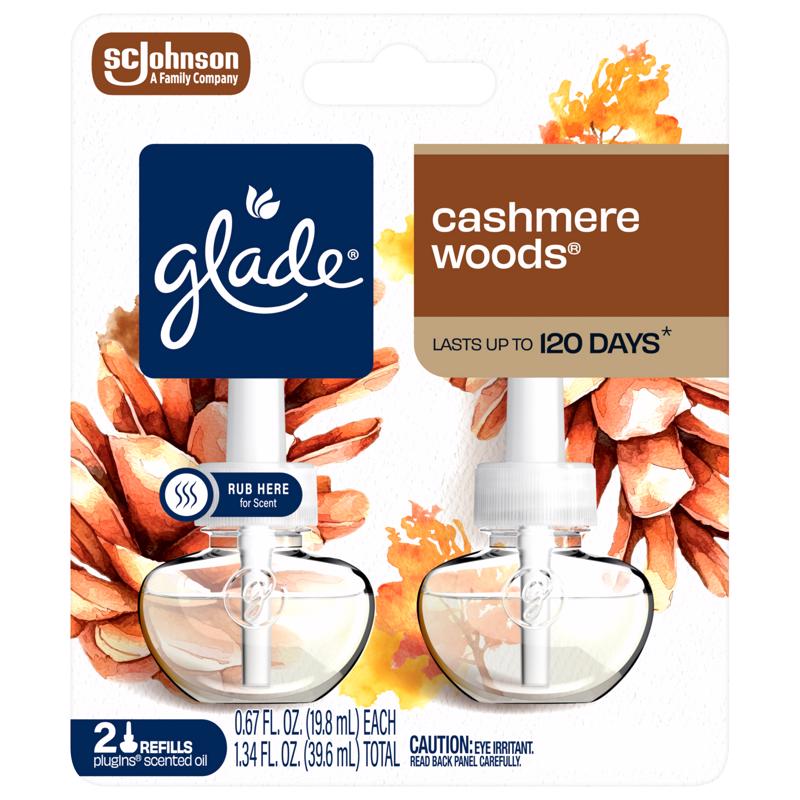 Glade Plug-Ins Cashmere Woods Scent Air Freshener Refill 1.34 oz Liquid (Pack of 6)