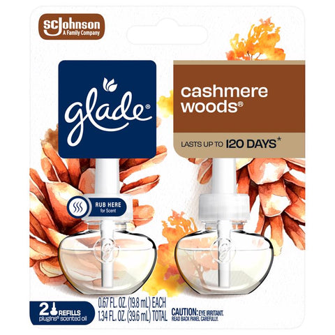 Glade Plug-Ins Cashmere Woods Scent Air Freshener Refill 1.34 oz Liquid (Pack of 6)
