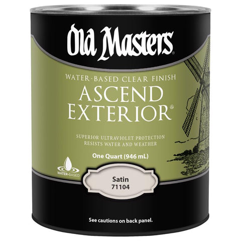 Old Masters Ascend Exterior Satin Clear Water-Based Finish 1 qt (Pack of 4)