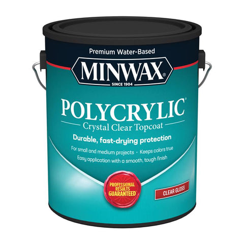 Minwax Polycrylic Gloss Crystal Clear Water-Based Polyurethane 1 gal (Pack of 2)