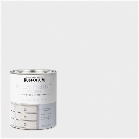 Pintura acrílica de base de agua Rust-Oleum Matte Classic White Milk Paint, 1 qt (paquete de 2)