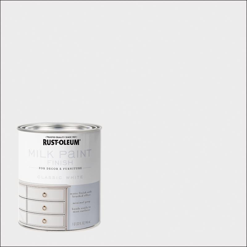 Rust-Oleum Matte Classic White Water-Based Acrylic Milk Paint 1 qt (Pack of 2)