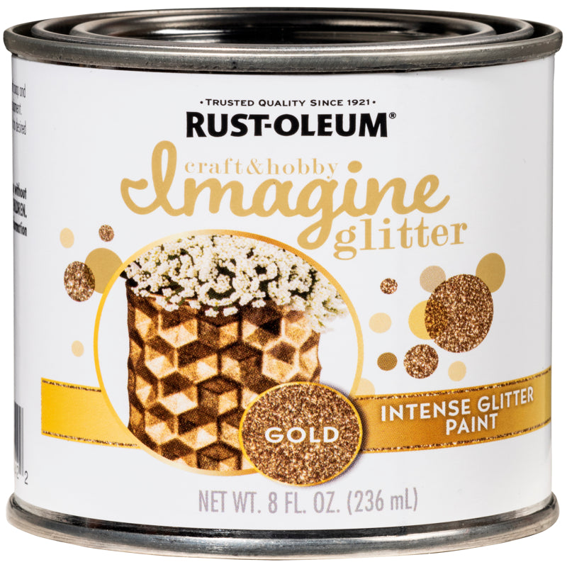 Rust-Oleum Imagine Glitter Gold Water-Based Glitter Paint Interior 8 oz (Pack of 4)