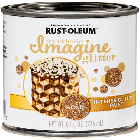 Rust-Oleum Imagine Glitter Gold Water-Based Glitter Paint Interior 8 oz (Pack of 4)