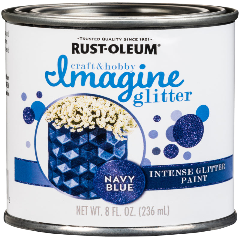 Rust-Oleum Imagine Glitter Navy Blue Water-Based Glitter Paint Interior 8 oz (Pack of 4)