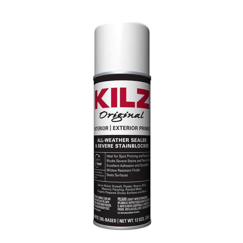 KILZ Original Interior/Exterior White Flat Oil-Based Alkyd Aerosol Primer/Sealer 13 oz (Pack of 12)