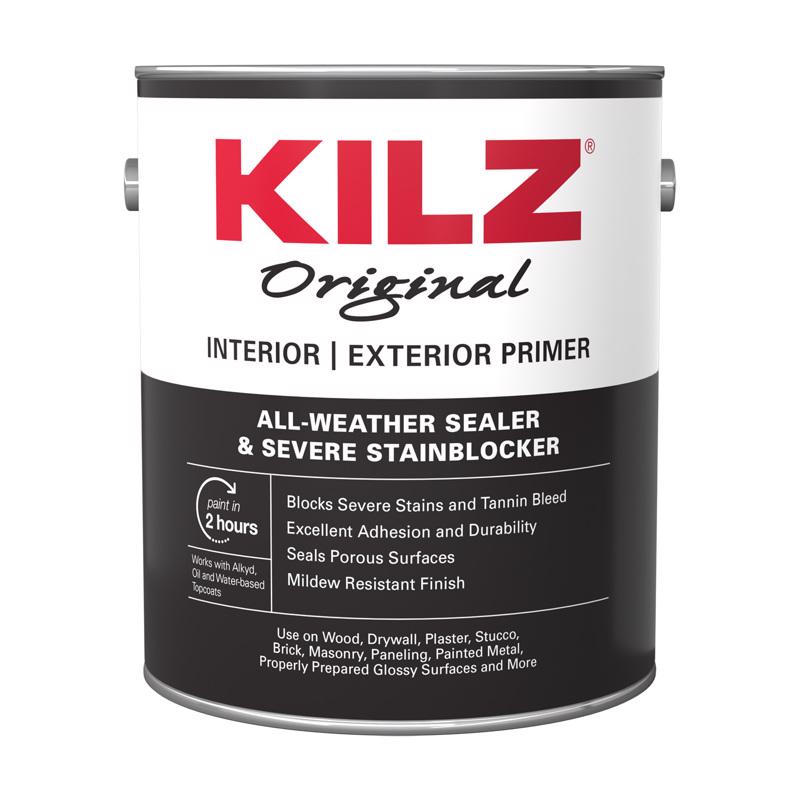 KILZ Original Interior/Exterior White Flat Oil-Based Alkyd Oil Primer 1 gal (Pack of 4)