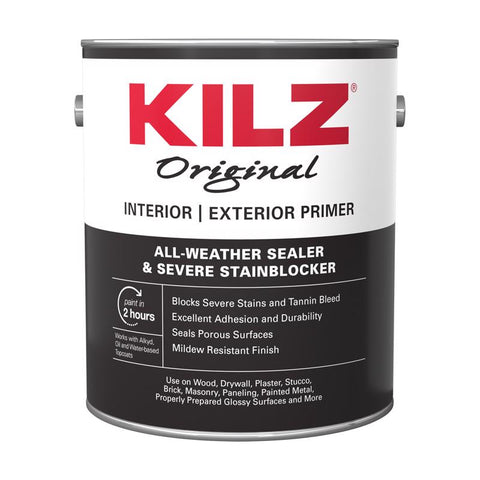 KILZ Original Interior/Exterior White Flat Oil-Based Alkyd Oil Primer 1 gal (Pack of 4)