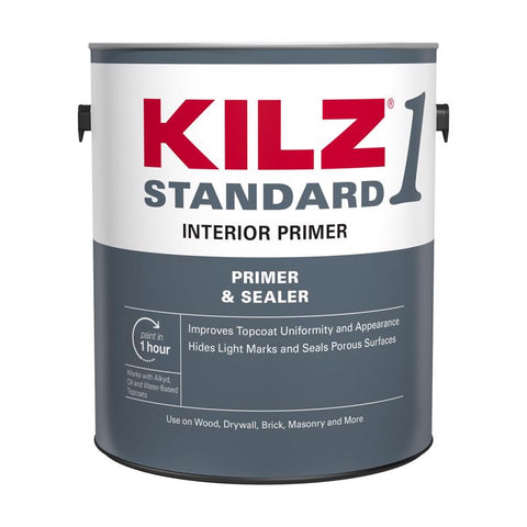 KILZ 1 Standard White Flat Water-Based Acrylic Primer and Sealer 1 gal (Pack of 4)