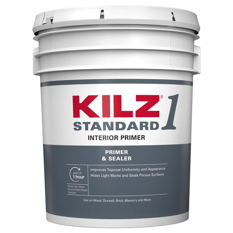 KILZ 1 Standard White Flat Water-Based Acrylic Primer and Sealer 5 gal