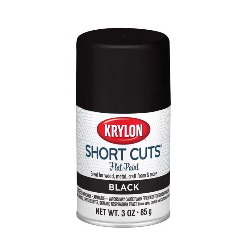 Krylon Short Cuts Flat Black Spray Paint 3 oz (Pack of 6)