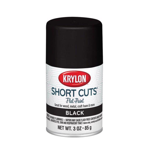 Krylon Short Cuts Flat Black Spray Paint 3 oz (Pack of 6)