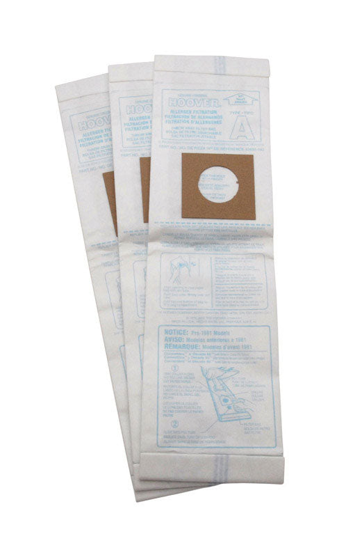 Hoover Vacuum Bag For Hoover canister cleaners using type A bags 3 pk