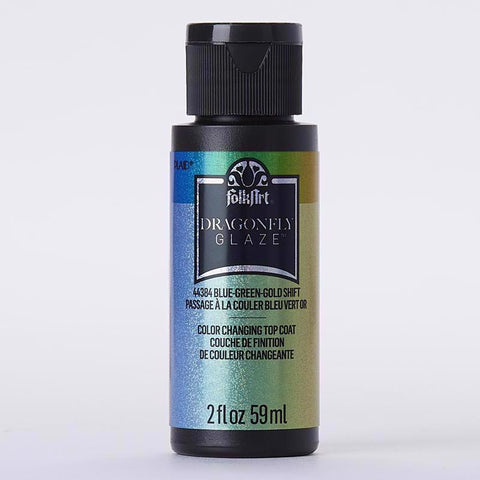 FolkArt Dragonfly Glaze Blue-Green-Gold Hobby Paint 2 oz (Pack of 3)