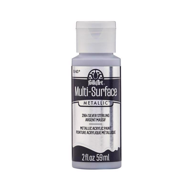 FolkArt Metallic Sterling Silver Hobby Paint 2 oz (Pack of 3)