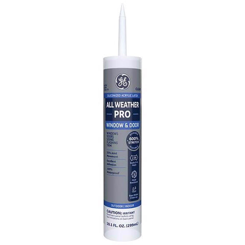 GE All Weather Pro Clear Acrylic Latex Window and Door Caulk Sealant 10.1 oz (Pack of 12)