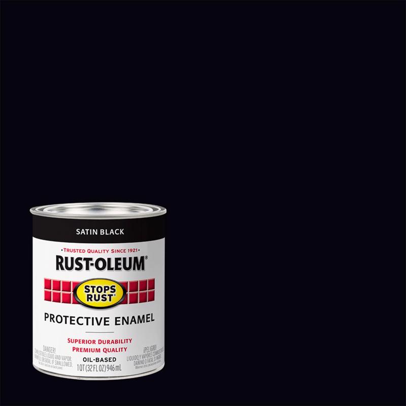 Rust-Oleum Stops Rust Indoor and Outdoor Satin Black Protective Paint 1 qt