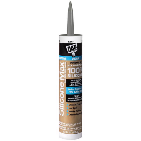 DAP Silicone Max Gray Silicone All Purpose Sealant 10.1 oz (Pack of 12)