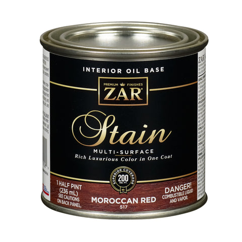 ZAR Semi-Transparent Moroccan Red Oil-Based Polyurethane Wood Stain 1/2 pt (Pack of 6)