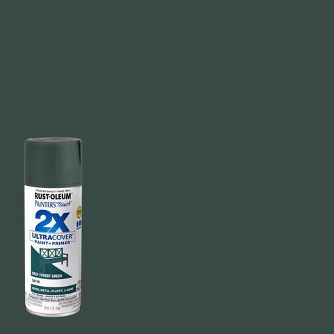 Rust-Oleum Painter's Touch 2X Ultra Cover Satin Deep Forest Paint+Primer Spray Paint 12 oz (Pack of 6)