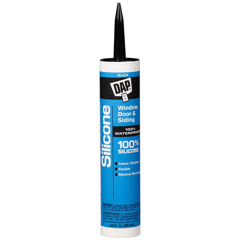 DAP Window, Door & Siding Black Silicone Waterproof Sealant 10.1 oz (Pack of 12)