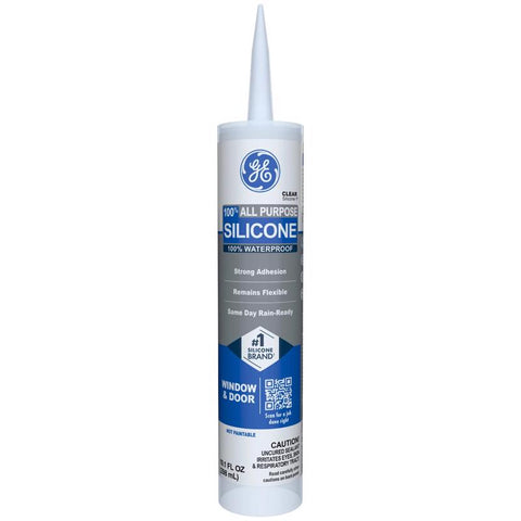 GE Window & Door Clear Silicone 1 Window and Door Caulk Sealant 10.1 oz (Pack of 12)