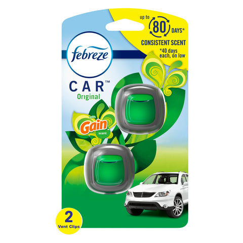 Febreze Original Gain Scent Car Air Freshener 0.06 oz Liquid 2 pk (Pack of 8)