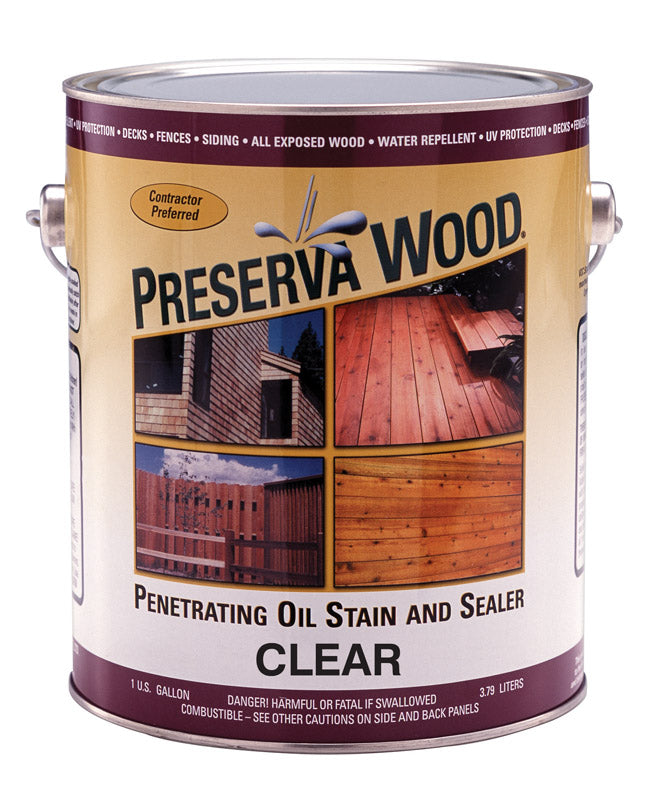 Preserva Wood Transparent Smooth Clear Oil-Based Oil Penetrating Wood Stain/Sealer 1 gal (Pack of 4)