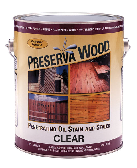 Preserva Wood Transparent Smooth Clear Oil-Based Oil Penetrating Wood Stain/Sealer 1 gal (Pack of 4)