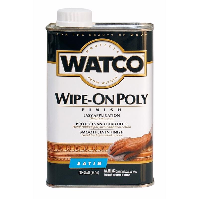 WATCO Wipe On Poly Transparent Satin Clear Water-Based Urethane Modified Alkyd Polyurethane 1 qt (Pack of 6)