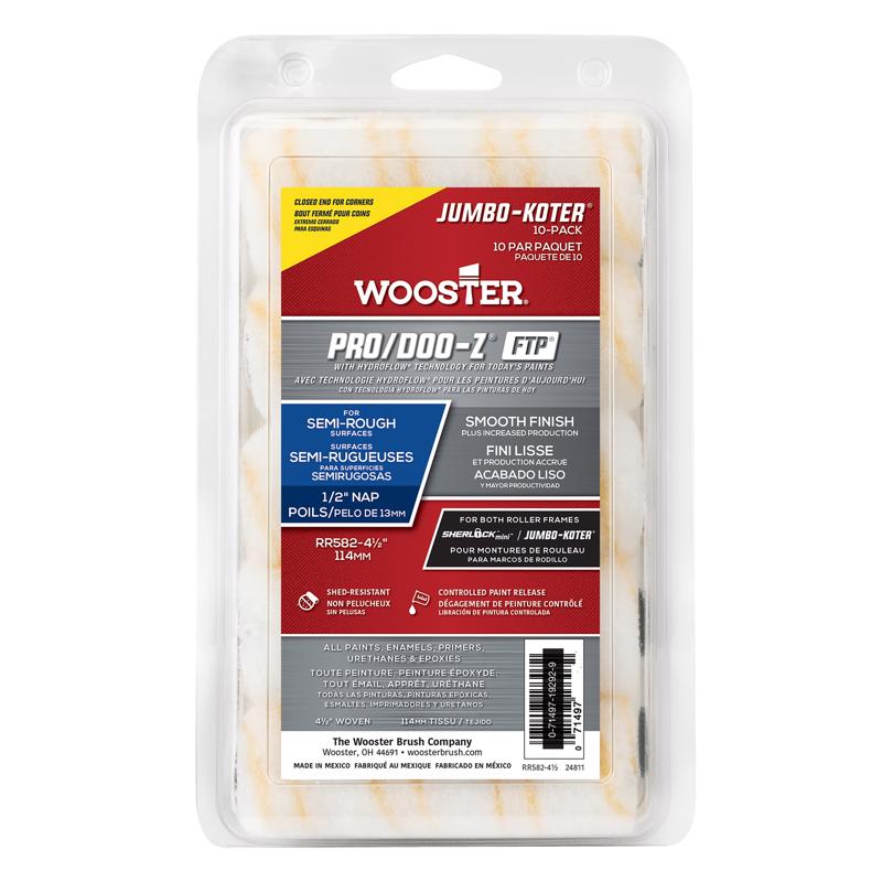Wooster Pro/Doo-Z Fabric 4.5 in. W X 1/2 in. Jumbo Paint Roller Cover 10 pk (Pack of 4)