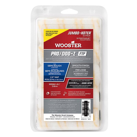 Wooster Pro/Doo-Z Fabric 4.5 in. W X 1/2 in. Jumbo Paint Roller Cover 10 pk (Pack of 4)