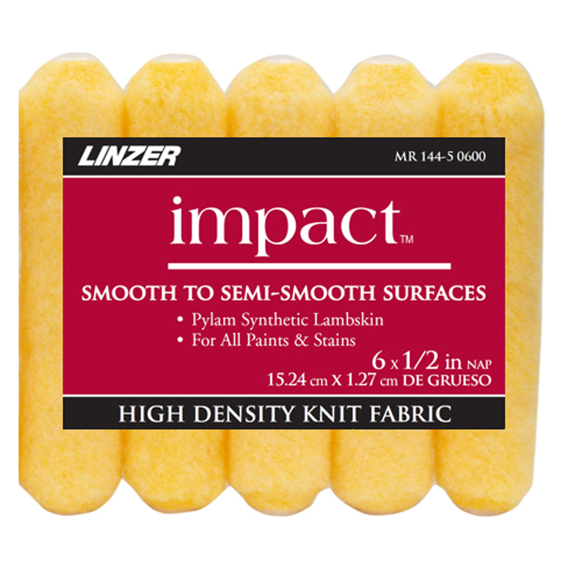 Linzer Impact Synthetic Lambskin 6 in. W X 1/2 in. Mini Paint Roller Cover 5 pk (Pack of 6)