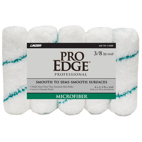 Linzer Pro Edge Microfiber 4 in. W X 3/8 in. Mini Paint Roller Cover 5 pk (Pack of 6)