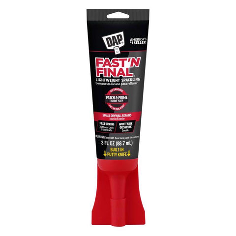DAP Fast 'N Final Ready to Use Off-White Lightweight Spackling Compound 3 oz (Pack of 6)