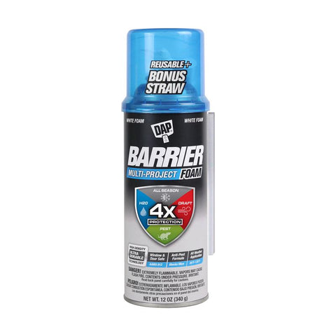 DAP Barrier Foam White Polyurethane Foam Multipurpose Barrier Foam 12 oz (Pack of 12)