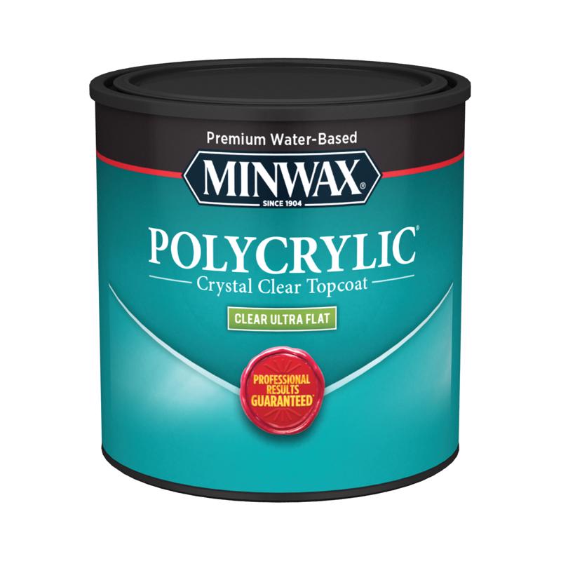 Minwax Polycrylic Ultra Flat Crystal Clear Water-Based Polycrylic Protective Finish 0.5 pt (Pack of 4)