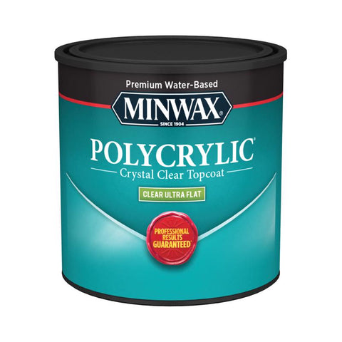 Minwax Polycrylic Ultra Flat Crystal Clear Water-Based Polycrylic Protective Finish 0.5 pt (Pack of 4)