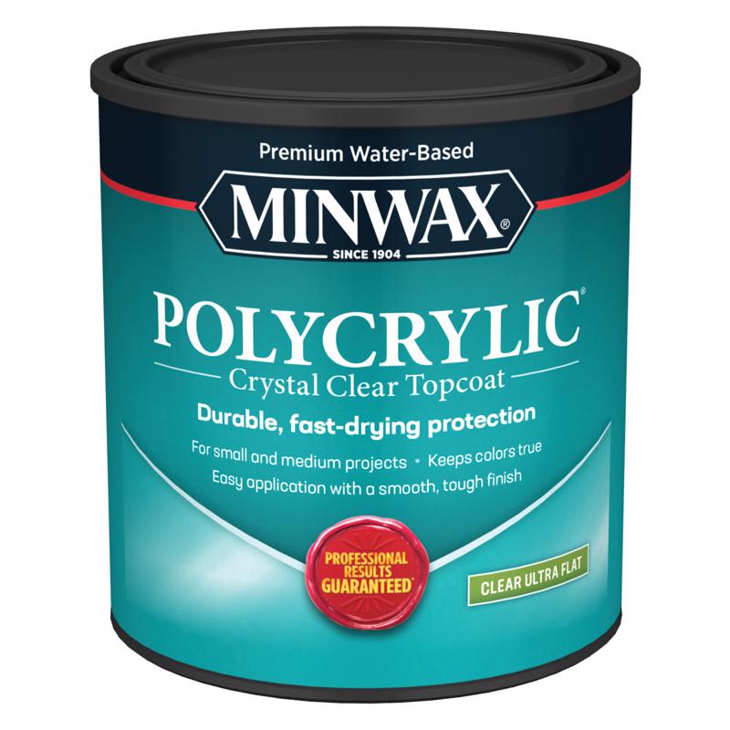 Minwax Polycrylic Ultra Flat Crystal Clear Water-Based Polycrylic Protective Finish 1 qt (Pack of 4)