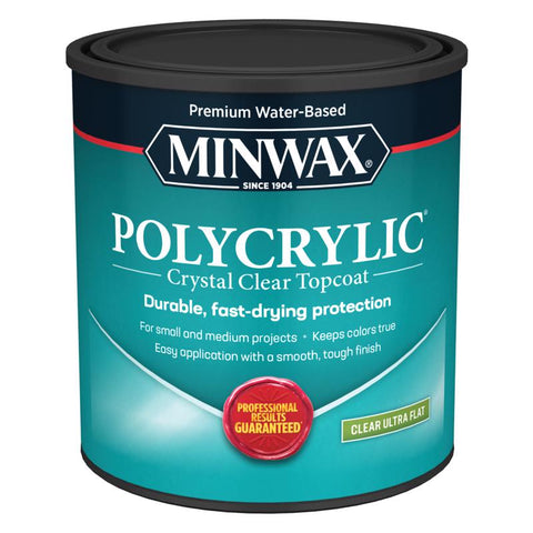 Minwax Polycrylic Ultra Flat Crystal Clear Water-Based Polycrylic Protective Finish 1 qt (Pack of 4)