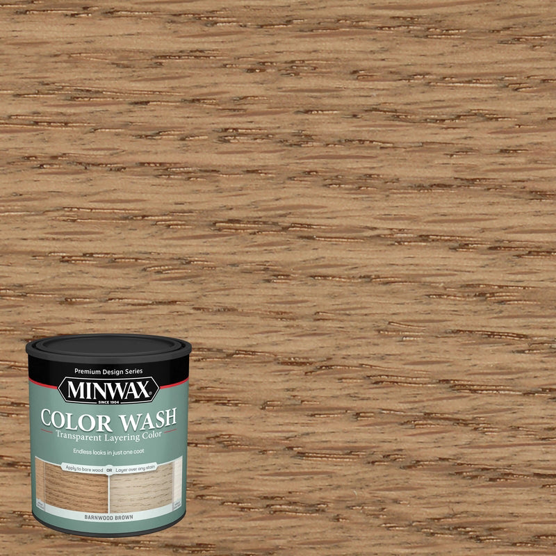Minwax Color Wash Transparent Barnwood Brown Water-Based Wood Stain 1 qt (Pack of 4)