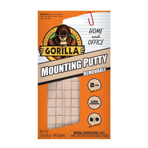 Gorilla High Strength Synthetic Rubber Creme Mounting Putty 2 oz (Pack of 8)