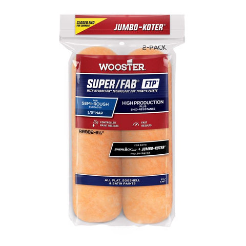 Wooster Super/Fab FTP Knit 6 1/2 in. W X 1/2 in. Jumbo Paint Roller Cover 2 pk (Pack of 12)