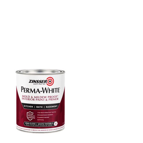 Zinsser Perma-White Semi-Gloss White Water-Based Mold and Mildew-Proof Paint Interior 1 qt