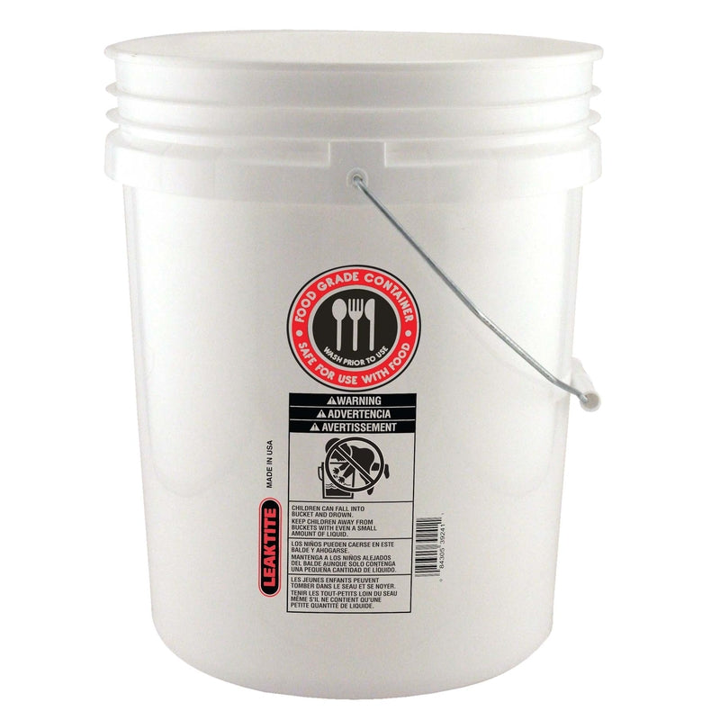 Leaktite White 5 gal Plastic Food Safe Bucket (Pack of 20)
