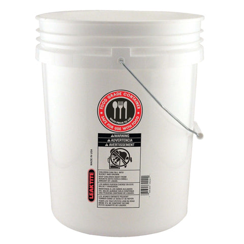 Leaktite White 5 gal Plastic Food Safe Bucket (Pack of 20)